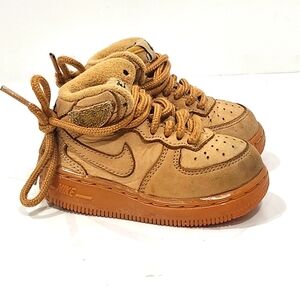 Nike Air Force 1 High‎ Top Camel Brown Nobuck Baby Size 5C  Lace Up